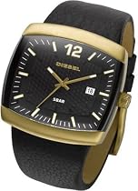 Diesel Gents DZ1205 Black Leather Strap With Black Dial Date Function