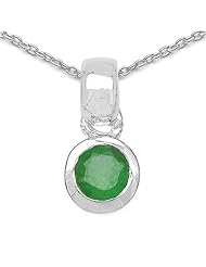 0.50 Carat Genuine Emerald Sterling Silver Solitaire Pendant Necklace 18"