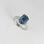 Aquamarine Ring 5.0k Brazilian Brilliant Aquamarine (Santa Maria) and 0.40k G.V.S. Diamonds on the Side and Basquet on 14k White Gold Ring