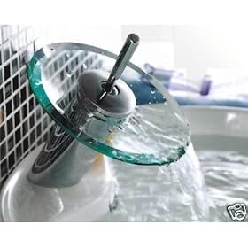 Elite Modern Glass Waterfall Faucet Chrome & Chrome Pop Up Drain