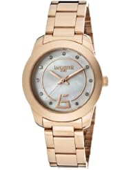 Womens White Mother Of Pearl Dial Rose Gold Tone Ion Plated Stainless Steel