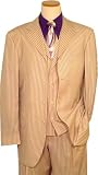 Earvin Magic Johnson Tan/Purple Stripes Super 120's Wool Vested Wideleg Suit By Zanetti