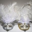 White Masquerade Feather Mask