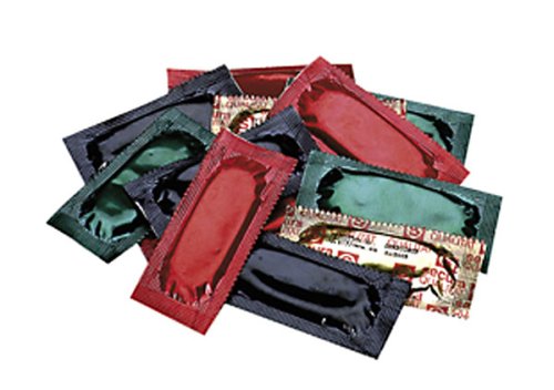 Orion 415448 Secura Color, farbige Kondome mit Aroma: Grün (Pfefferminz), Rot (Erdbeere), Schwarz (Schoko), gesamt 24 Stück