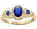 14K Yellow Gold Oval and Round Gemstone Ring with