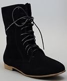 Nature Breeze Staci-01 Lace Up Women Ankle Boots BLACK