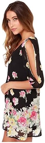 Women Mini Loose Straight Dress with Off Shoulder Vestido(Size L)