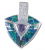 Solid Sterling Silver Simulated Opal & CZ Pendant