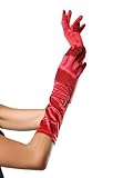 8B Satin Elbow Length Gloves, Red, One Size