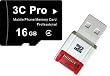 3C Pro 16GB 16G microSD microSDHC Transflash TF Memory Card Class 4 with R10 Memory Card Reader White - Bulk