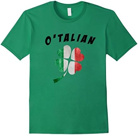 Men's Italian Shirts - O'Talian Italy Flag Funny T-Shirt Shamrock Small Kelly Green