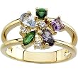 14K Yellow Gold Multi Gemstones and Diamond Ring