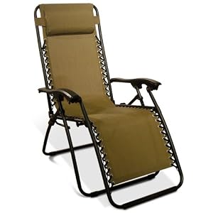 Caravan Canopy Zero Gravity Reclining Chair with Adjustable Headrest, Beige