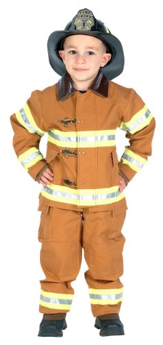 Tan Jr. Fire Fighter Costume with Helmet - Toddler