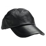 Giovanni Navarre Unisex Solid Genuine Leather Black Baseball Cap