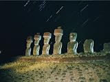 A View of the Night Sky and Illuminated Moai Photographic Poster Print by Richard Nowitz, 12x16