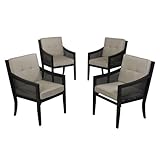 Outdoor Patio Smith & Hawken Windsor Metal Set of 4 Cushioned Dining Chairs