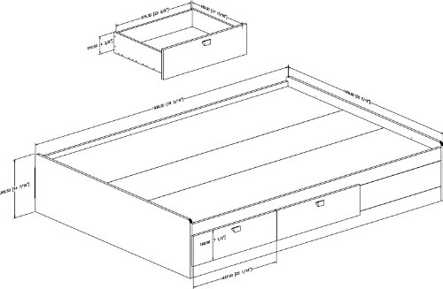 South Shore Spark Full Mates Bed, Pure White