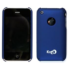 Apple iPhone 3G (Dark Blue) Rubberized Texture Polycarbonate Slim Fit Back Shell Case + Screen Protector