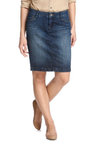 ESPRIT Damen Rock (knielang) B21281, Gr. 32, Blau (authentic blue 525) Preisvergleich