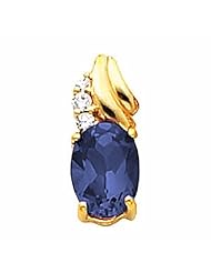 14K Yellow Gold Oval Cut Tanzanite and Diamond Pendant -- LIFETIME WARRANTY