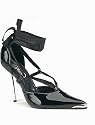 HEAT-06, 4-1/2" Spikes Chrome Metal Heel Shoes(Black Pat,6)