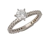 14K white gold ring with 28 round diamonds (center stone not included)