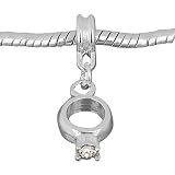 Pandora Style Silver Plated Love Engagement RING Dangle Bead *Fits Pandora, Chamalia, Biagi