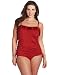Jantzen Women's Plus Size Ruffle Trim Bandeaukini Swim Top, Red, 20W