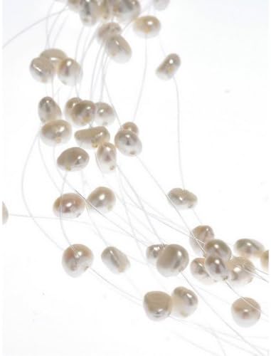 Hydia 925 Sterling Silver Multi Strand Cultured Freshwater White Pearl Illusion Necklace 18 Inch