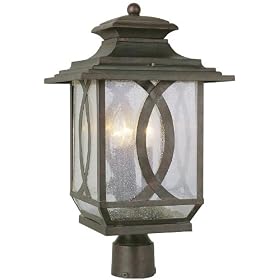 Arden Post top Lantern, 3 LIGHT, BURNISHED RUST by 