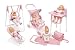 Baby : Five Piece Doll Play Set with Swing - Pink Gingham