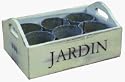 Set of Six Distressed Metal Planters  / Seed Pots In a Trough
