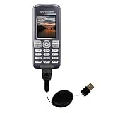 Einziehbares USB Kabel f�r Sony Ericsson k510a mit Hot Sync und aufladen Einsatzm�glichkeiten  von Gomadic mit TipExchange Technology