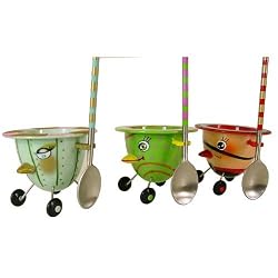 Pirate, Gold blush, Green Polka Dot Fun Novelty Metal Egg Cup with Spoon French Design