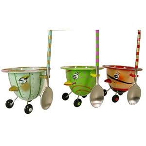 Pirate, Gold blush, Green Polka Dot Fun Novelty Metal Egg Cup with Spoon French Design