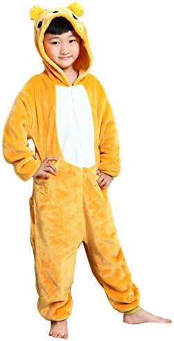 Azbro Kid's Cartoon Animal Yellow Bear Conjoined Pajamas Pyjama Animal Suits Cosplay Costumes Cute Onesies Pajamas