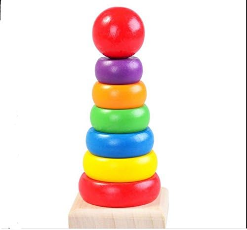 HSE Early Infants and Children Cognitive Cartoon Clutch Plate Creative Toy Novelty Jigsaw Puzzle Three-Dimensional Jigsaw Puzzle Enlightenment 0-3 Years Old Baby Preschool Educational Toy Building Blocks Also As a Christmas and Birthday Gift - Mini Rainbow Tower