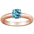 1 ct. Round Blue Diamond Solitaire Promise Ring in 10K White Gold or Yellow Gold