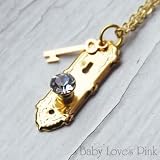 Alice in Wonderland Golden Doorknob and Key Necklace