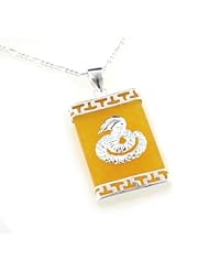 Cobra Snake on Genuine Yellow Jade Sterling Silver Pendant 24" Necklace