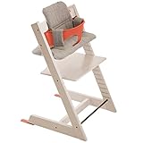 ストッケ トリップトラップ チェアセット チェア:ホワイトウォッシュ ベビーセット:ラバオレンジ クッション:ヘイジーツイード 【3個口】