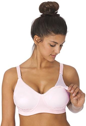Silky Micro-fleece Nursing Bra with Lace Overlay-PINK-36B