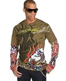 Ed Hardy - Ed Hardy Cobra & Roses Platinum Flocked Tattoo Sleeve T-Shirt
