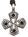 Black Crystal Christian Embattled Cross Pewter Necklace