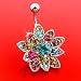 Genuine Swarovski Crystals Set Flower Belly Ring - 14G - 3/8" Bar Length - Sold Individually