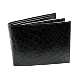 ALLIGATOR STYLE BLACK LEATHER BI-FOLD WALLET by Marshal Wallet