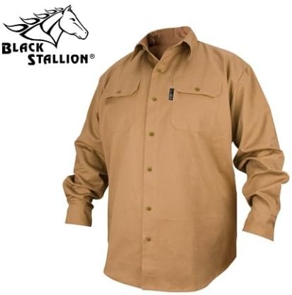 REVCO BLACK STALLION FR FLAME RESISTANT COTTON WORK SHIRT - FS7-KHK 4XL