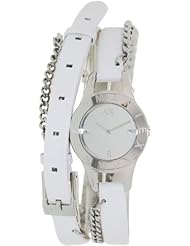 Armani Exchange White Dial White Leather Ladies Watch AX4146