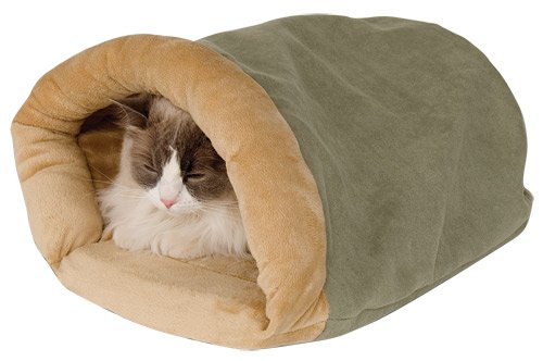 Thermo-Crinkle Sack KH-3393 Heated Sleeping Bag for Cats, Sage